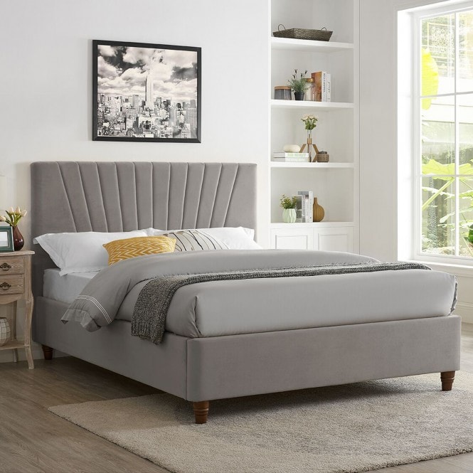 Lexie Silver Velvet Bed